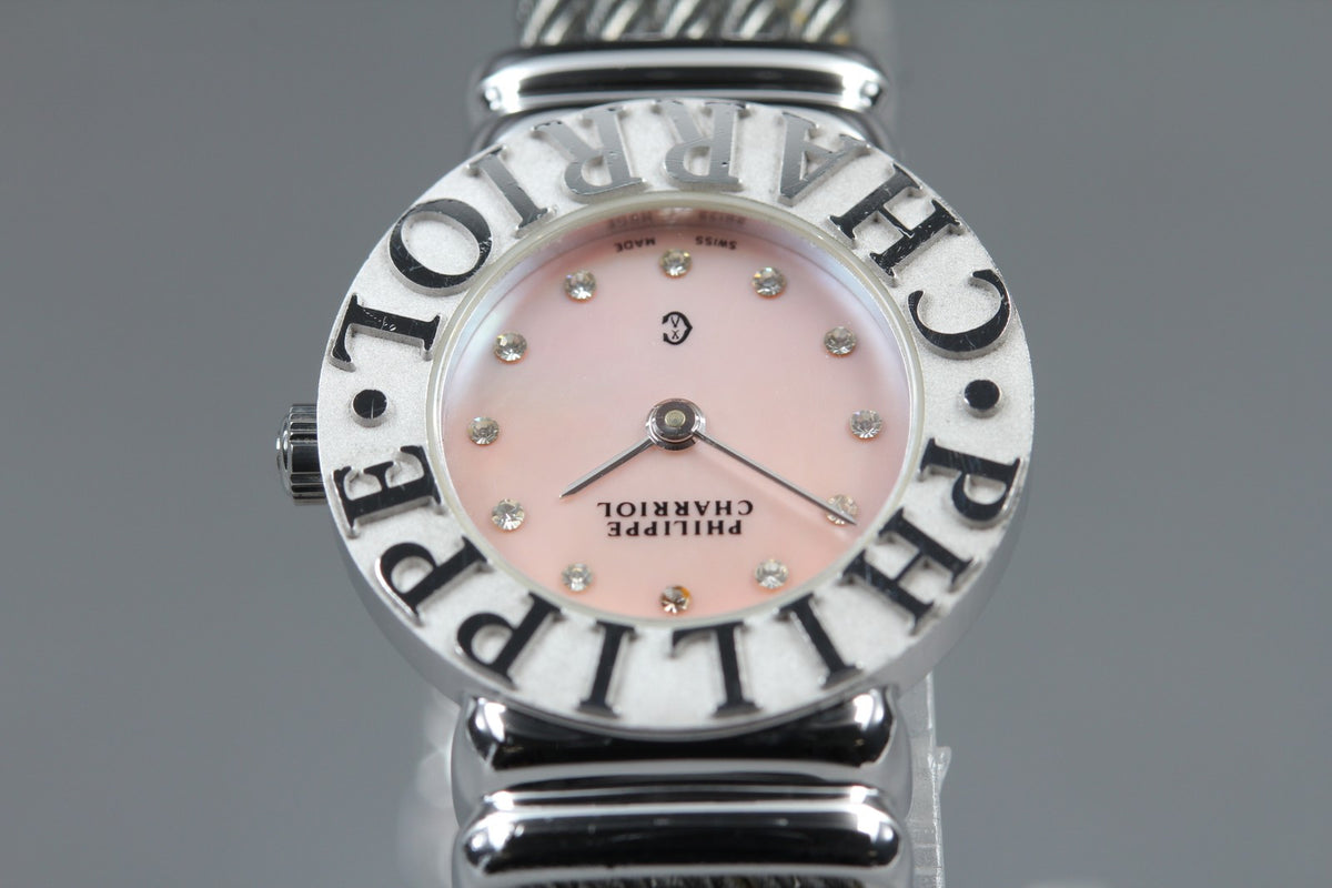 PHILIPPE CHARRIOL St.Tropez Pink 12P Stones 6009908 24mm Qz Women's Watch [Box]