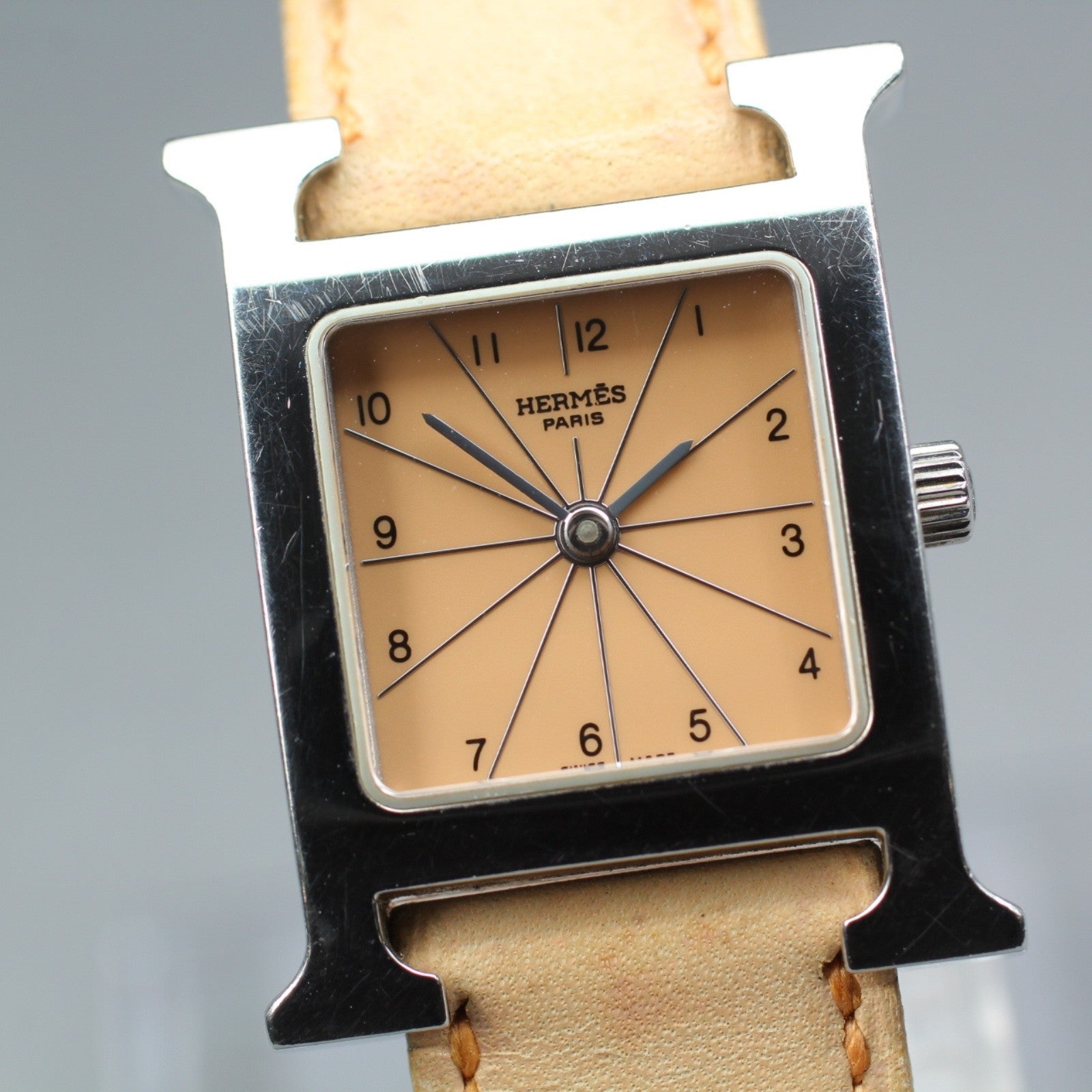 HERMES H Watch HH1.210 Quartz Orange Dial Women's Watch 21mm JAPAN Box