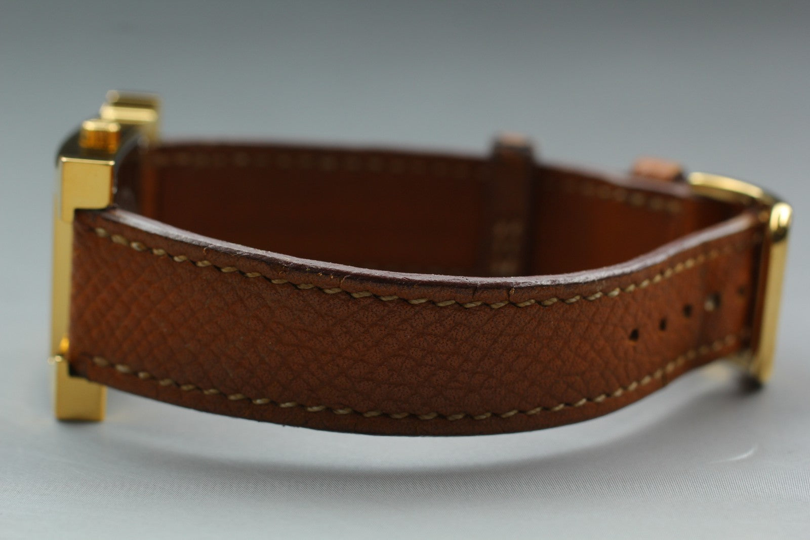[Exc+4 Box] HERMES H Watch HH1.201 Gold Brown  "L" Woman's Watch Quartz JAPAN