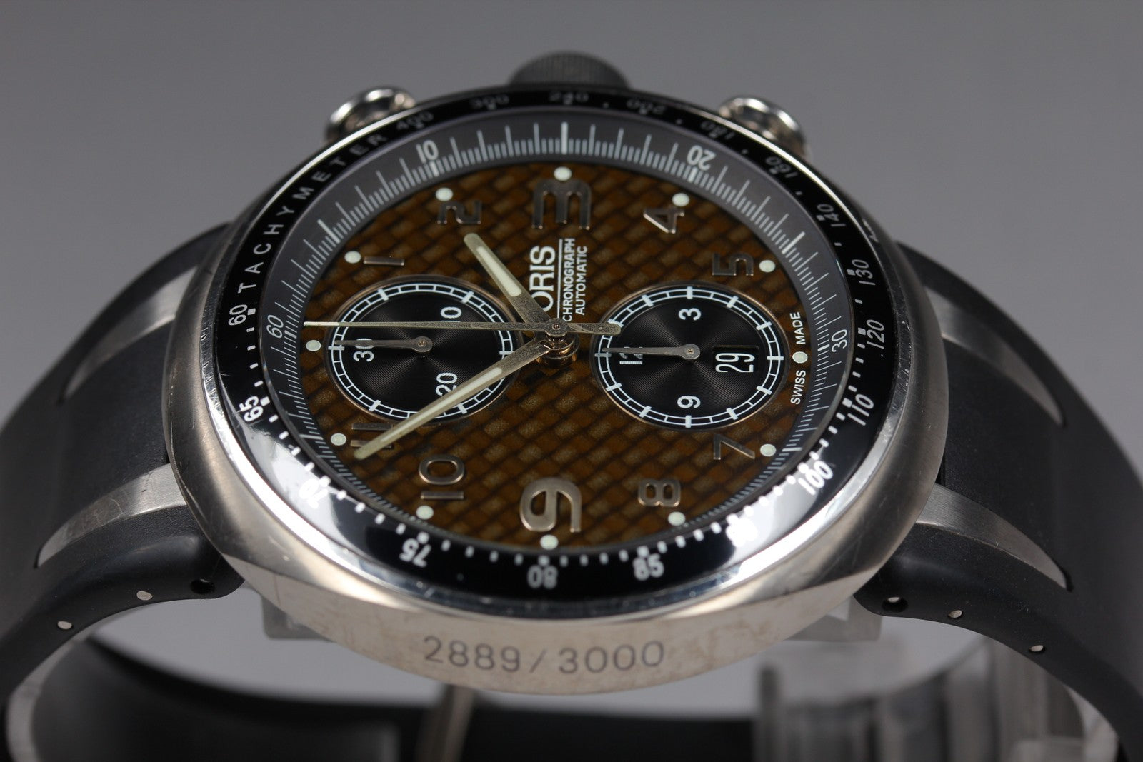 Limited ORIS Williams TT3 7587 Automatic Chronograph Brown Dial Men's Watch 43mm
