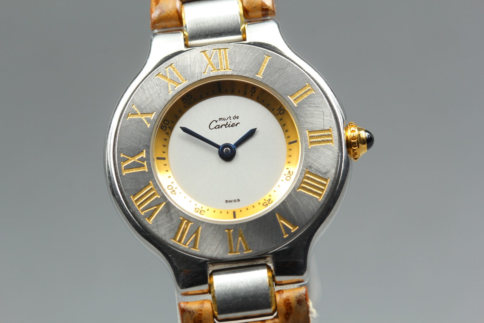 Exc+5 Box Cartier Must de Cartier 21 1340 Brown Silver 27mm Women's Quartz Watch