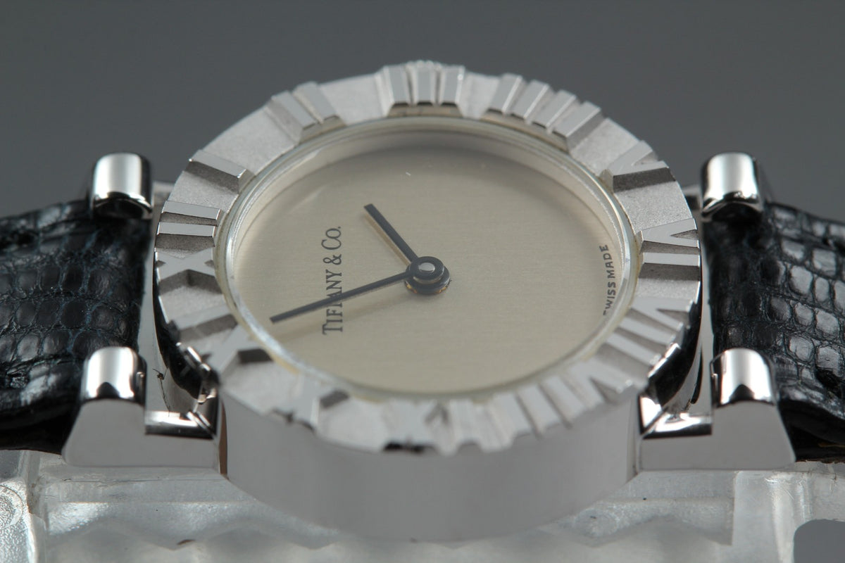 TIFFANY & Co. Atlas Mini S0640 Silver Dial Black 19mm Women's Quartz Watch