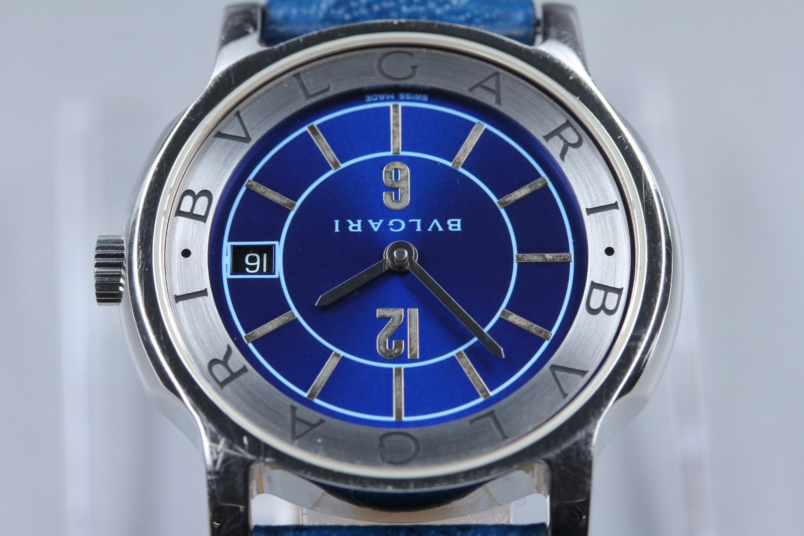 [Exc+5 Box] BVLGARI Solotempo ST35S 35mm Blue Dial Unisex Quartz Watch