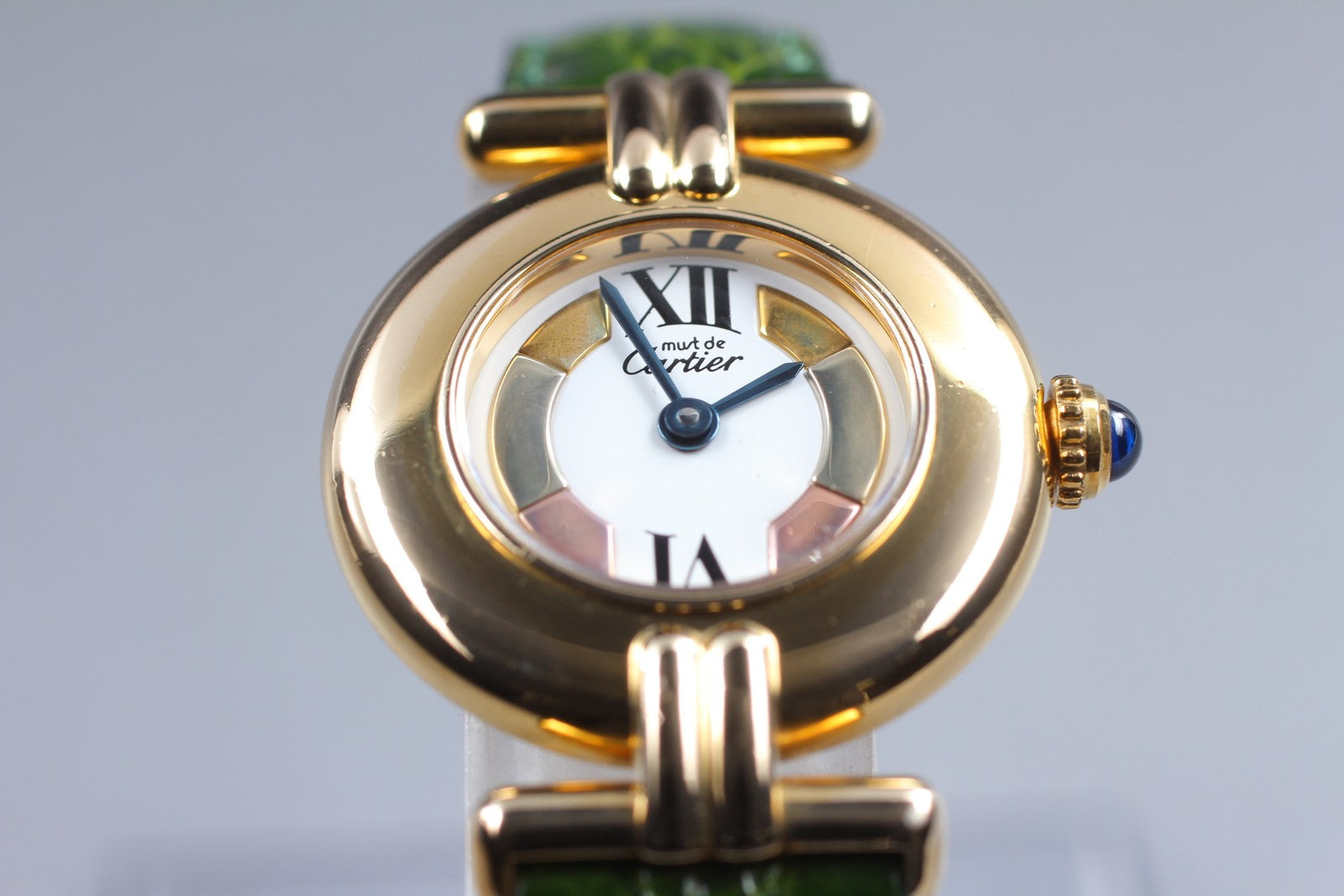 Vintage [Exc+5] Cartier Must Colisee Vermeil 590002 Green Women's Quartz Watch