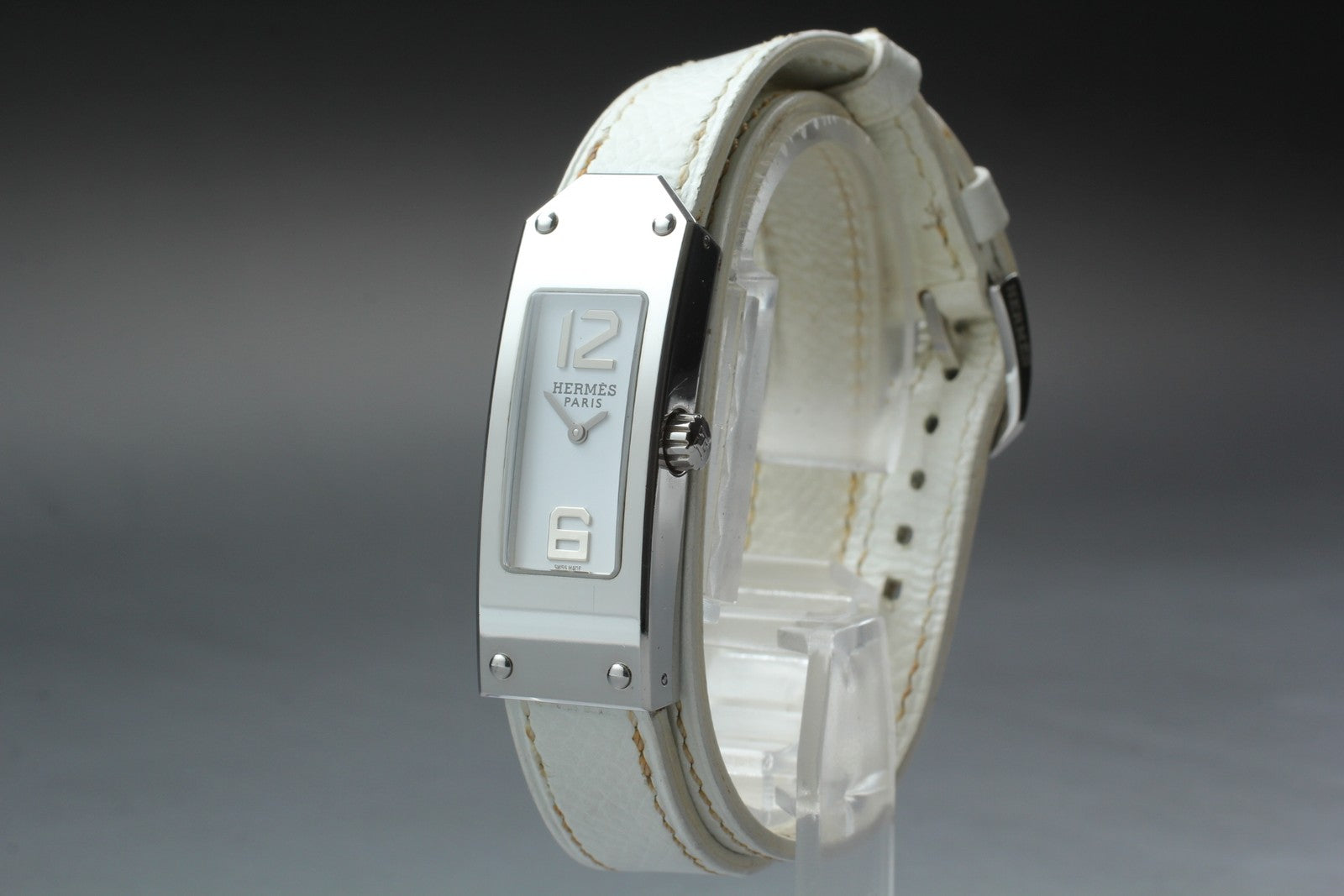 HERMES Kelly 2 Double Tour KT1.210 White 15mm "I" Quartz Women's Watch [w /Box]