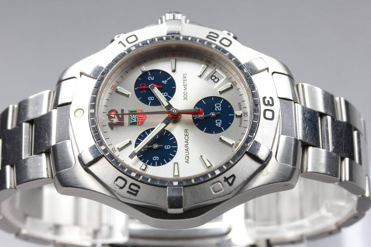 Tag Heuer Aquaracer 300m CAF1110 Chronograph Silver Quartz Men's Watch 42mm JP