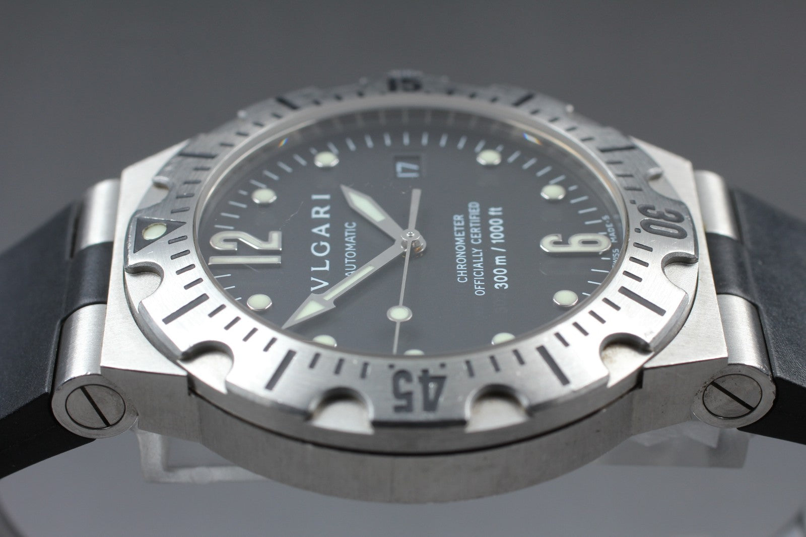 BVLGARI Diagono Scuba SD40S Date black Dial Automatic Men's Watch JAPAN