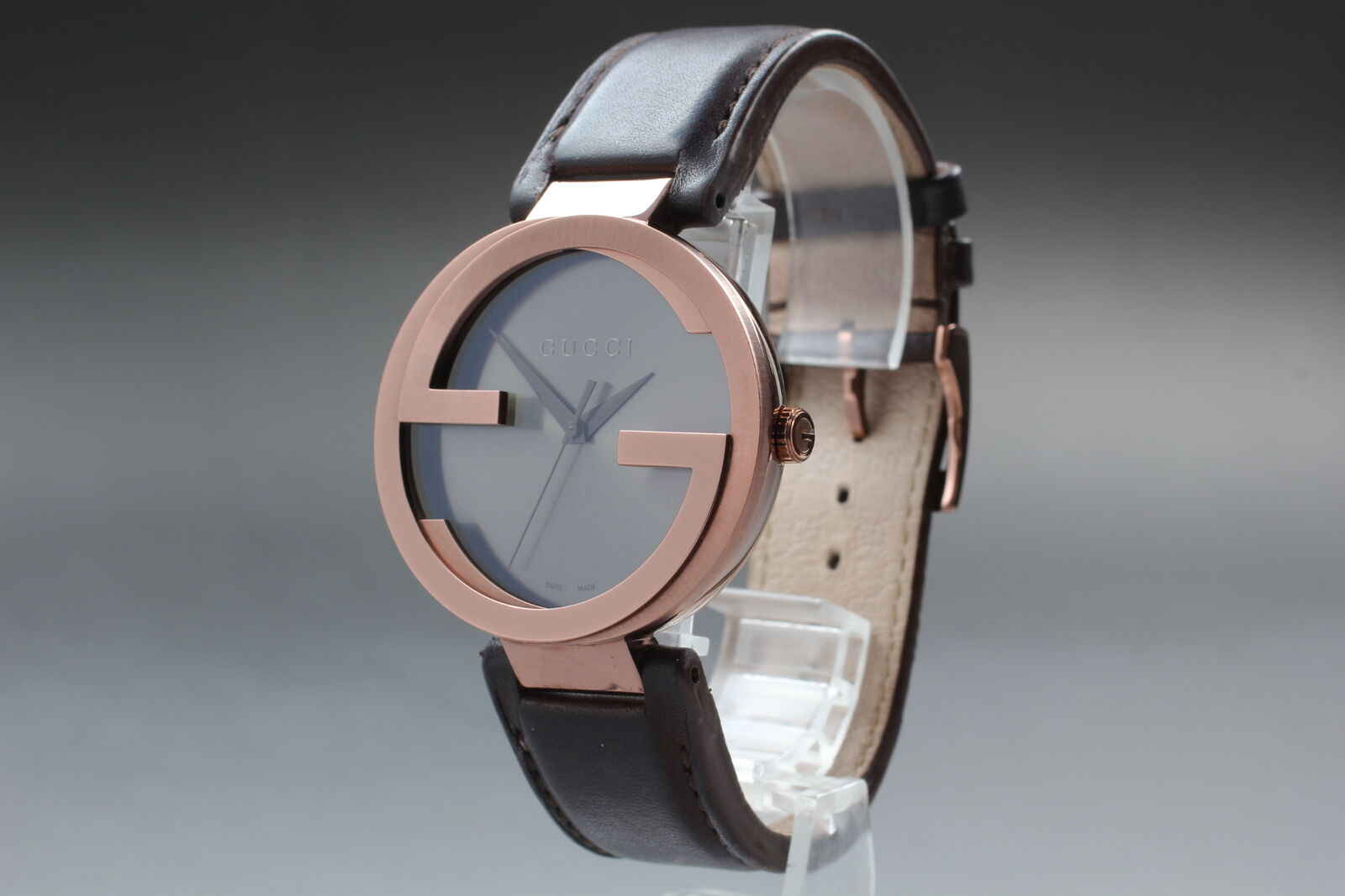 New Battery [Exc+5] GUCCI Interlocking 133.2 Black Bronze Men's Qz Watch JAPAN
