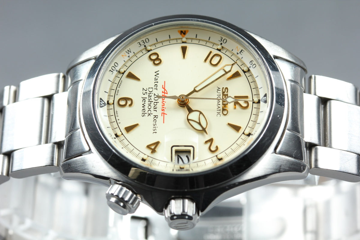 [Overhauled] SEIKO Red Alpinist 4S15-6000 SCVF007 Cream Automatic Men's JAPAN