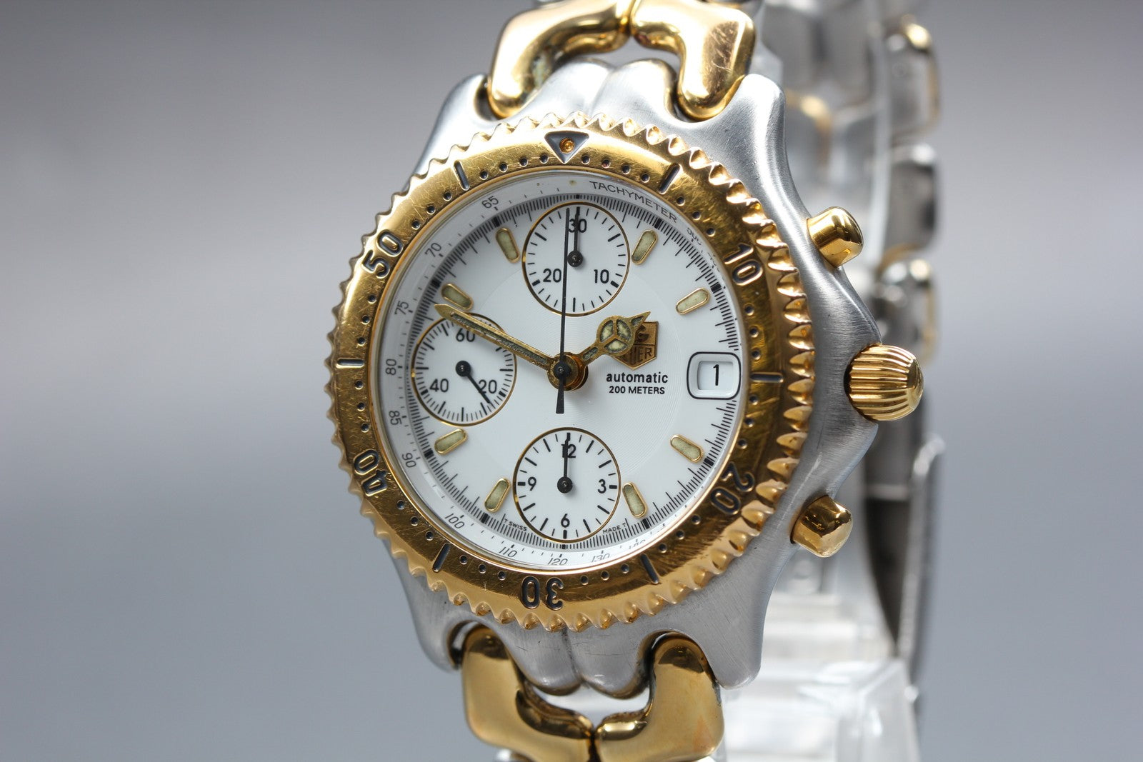 TAG HEUER SEL CG2120-R0 Automatic Chronograph White Men's Watch 38mm JAPAN Box