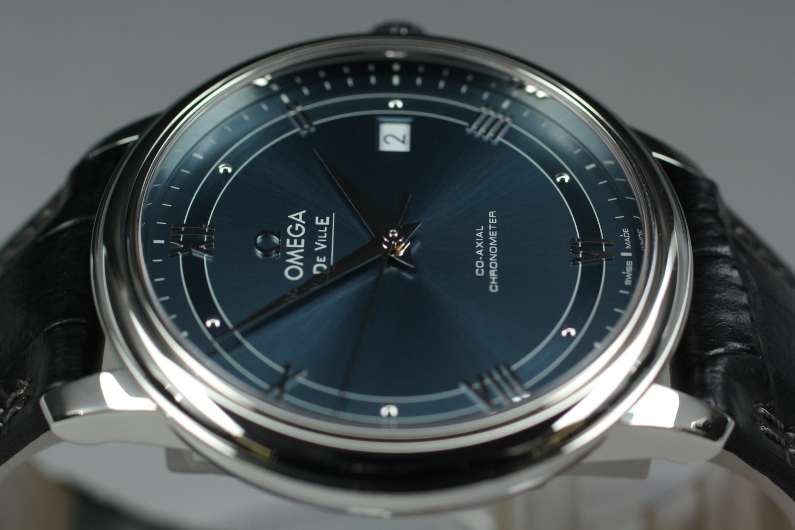 N MINT Box Omega De Ville Prestige 424.13.40.20.03.002 Co-Axial Blue Men's Watch