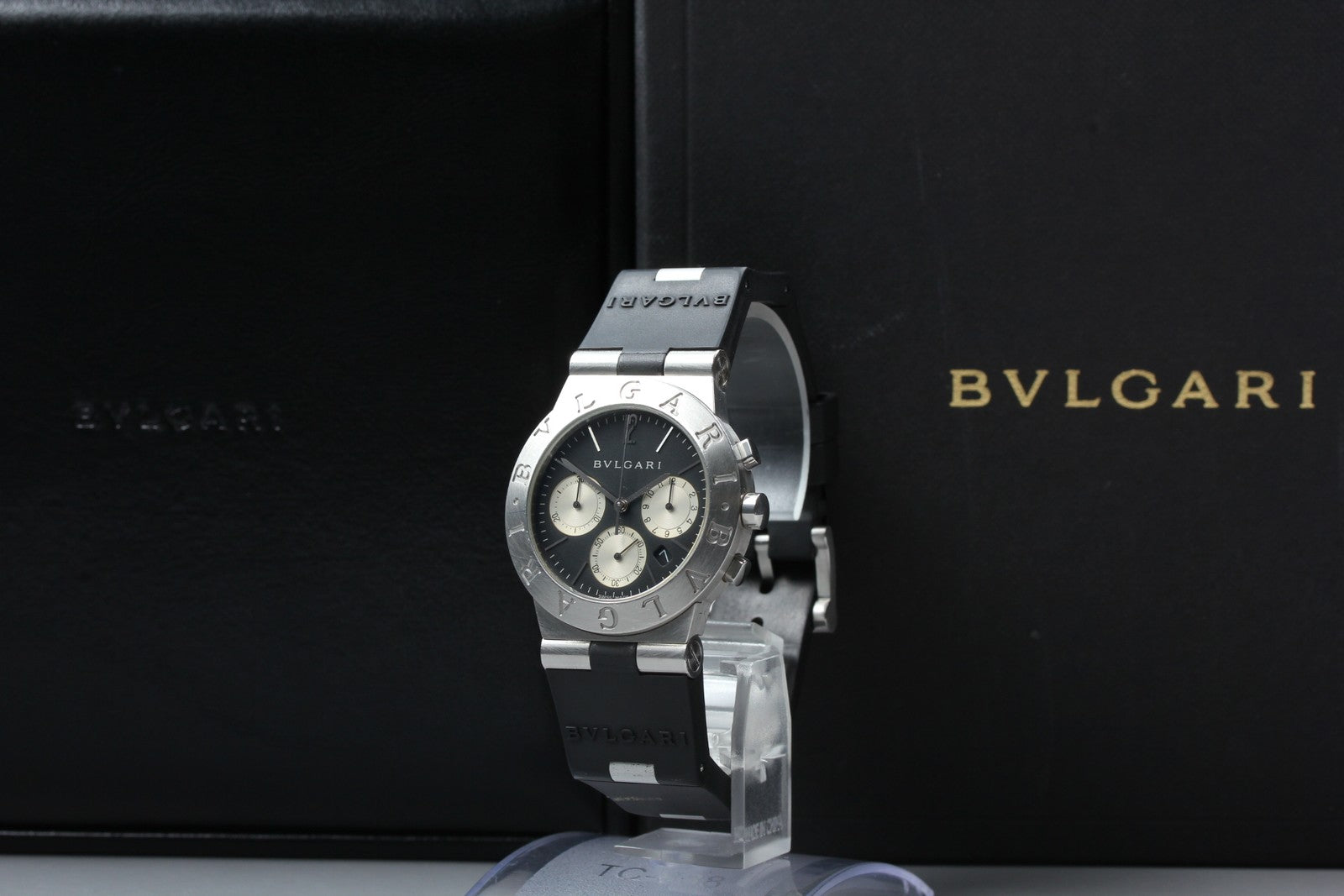 New Batt BVLGARI Diagono Sports CH35S Quartz Black Men's Watch 36mm JAPAN Box