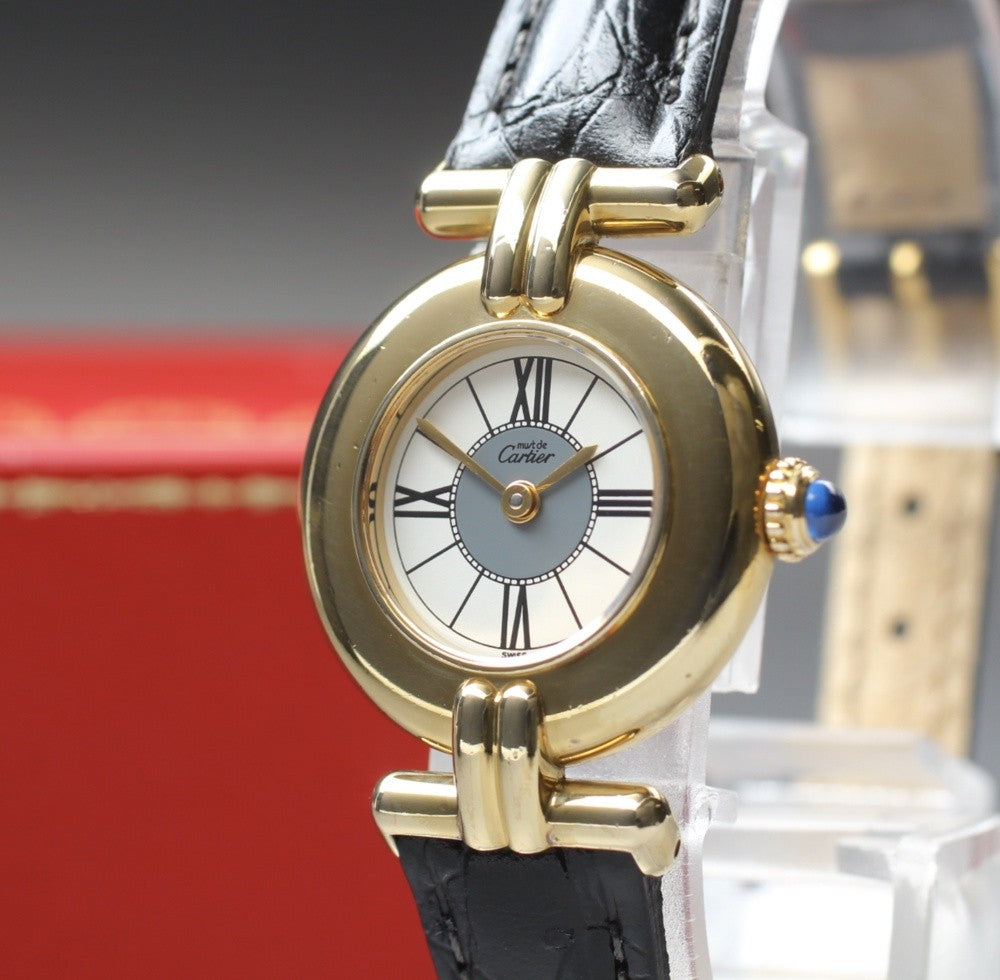 Vintage [Near MINT- Box] Cartier Must Colisee Vermeil 590002 Women's Qz Watch