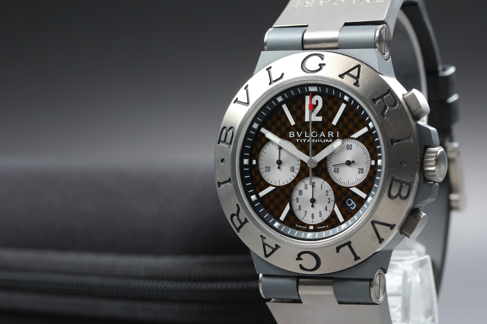 BVLGARI Diagono TI44TACH Automatic Chronograph Carbon Men's Watch 44mm JAPAN