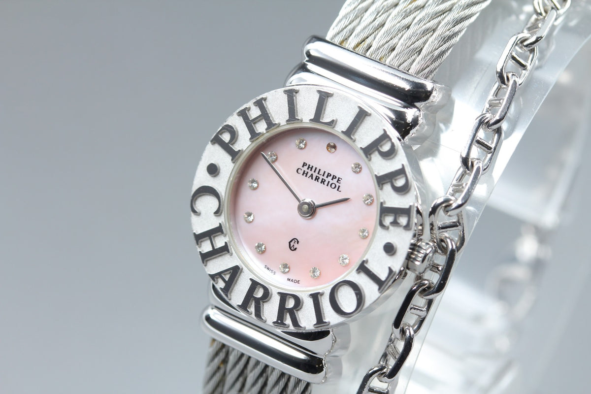 PHILIPPE CHARRIOL St.Tropez Pink 12P Stones 6009908 24mm Qz Women's Watch [Box]