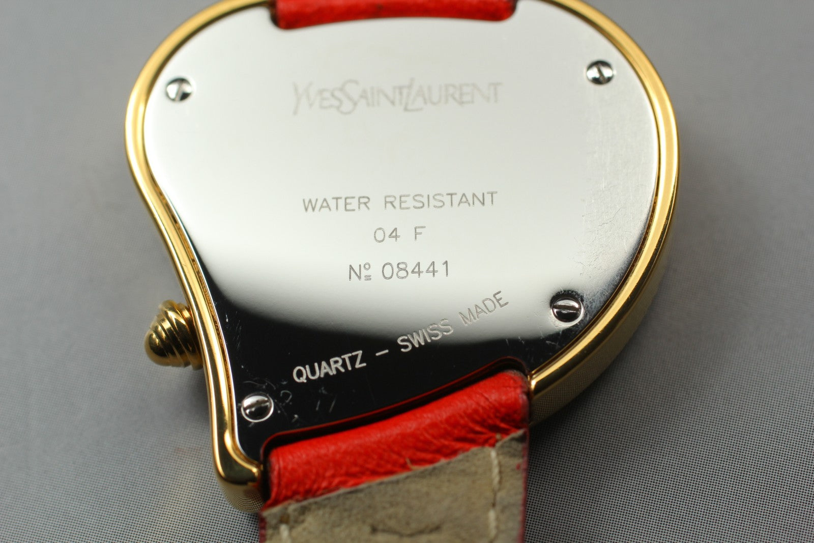 [Exc+5] Yves Saint Laurent Heart Gold Red 30mm Women's Watch Quartz JAPAN