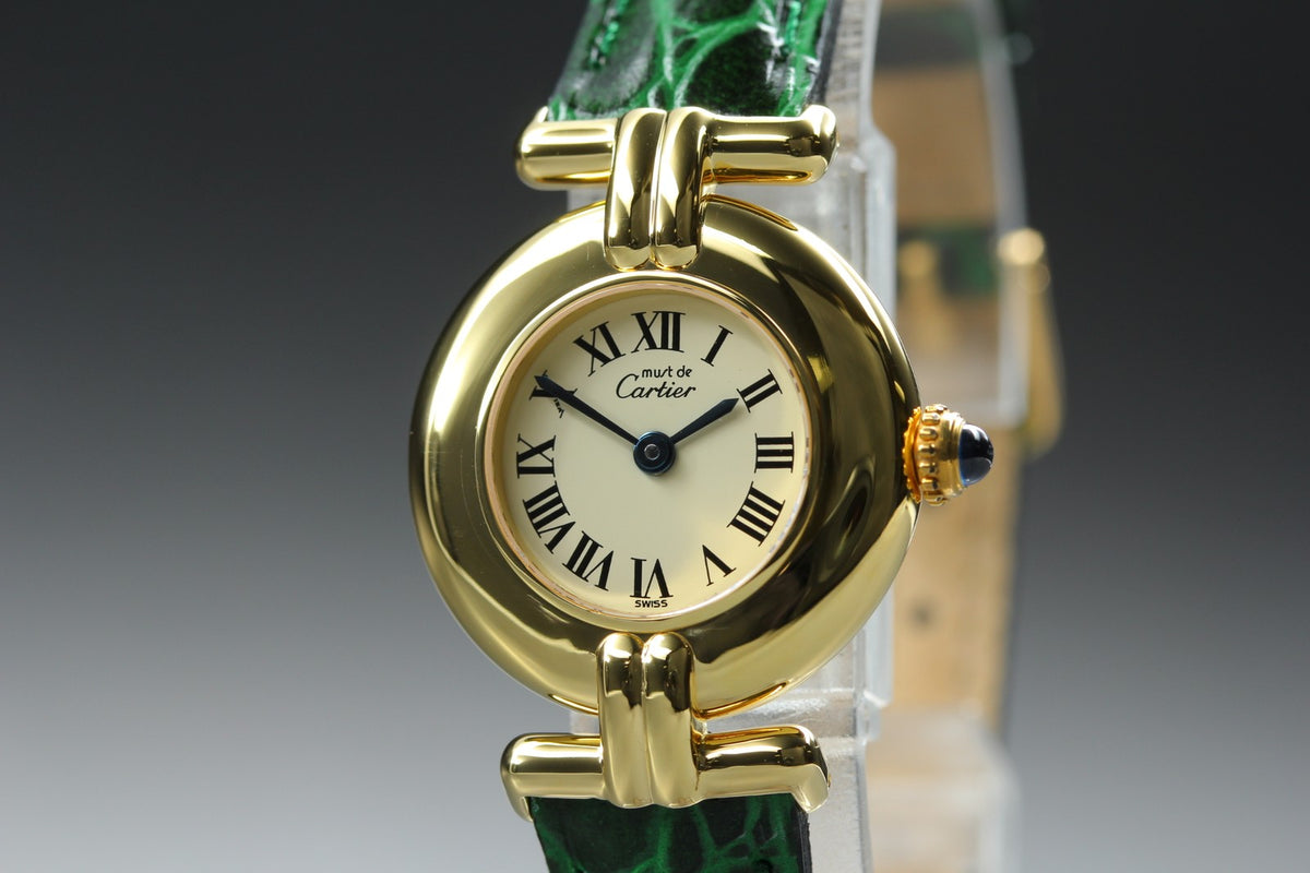 Cartier Must Colisee Vermeil 590002 Green Gold Women's Qz Watch Vintage [Box]