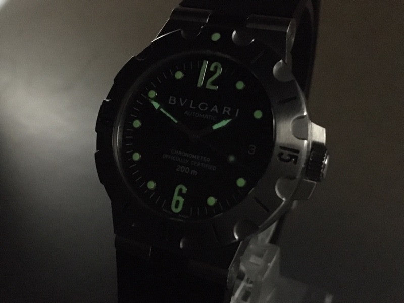BVLGARI Diagono Scuba SD38S Black Dial Rubber 38mm Automatic Men's Watch [Box]