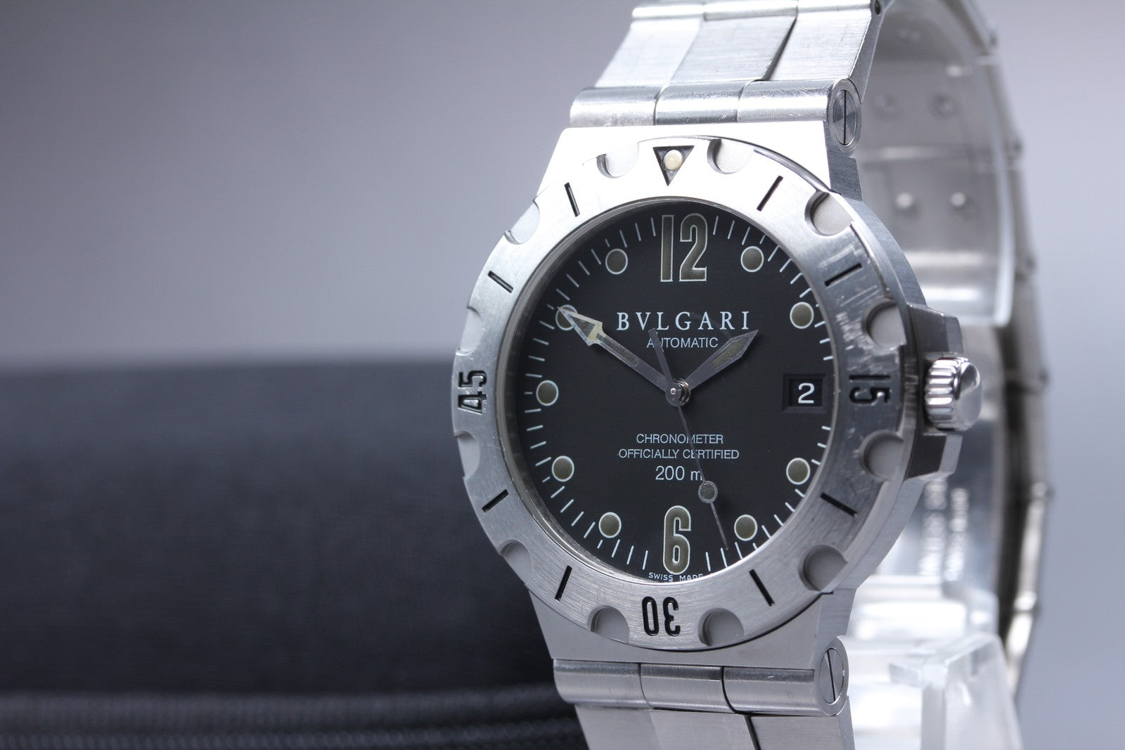 Overhauled [Exc+5] BVLGARI Diagono Scuba SD38S Black Automatic Men's Watch