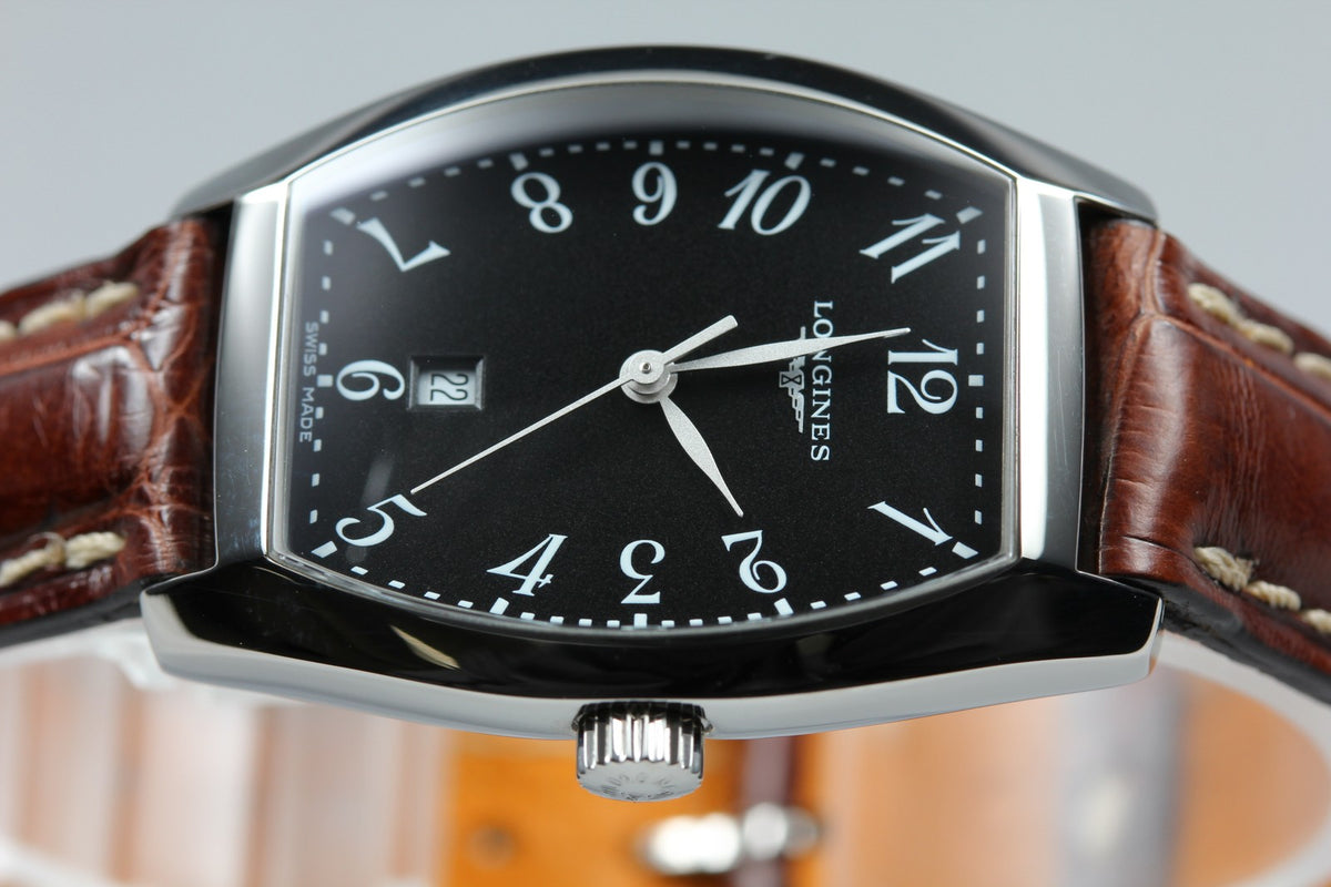LONGINES evidenza L2.155.4 Quartz Black Dial Date Women's Watch 25mm JAPAN Box