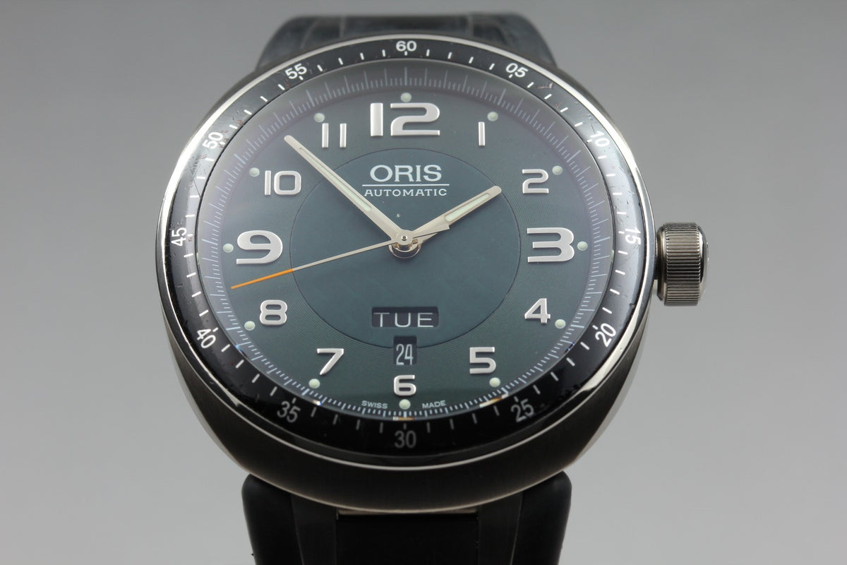 ORIS TT3 7589 Day Date Titanium Green Dial Black 44mm Automatic Men's Watch