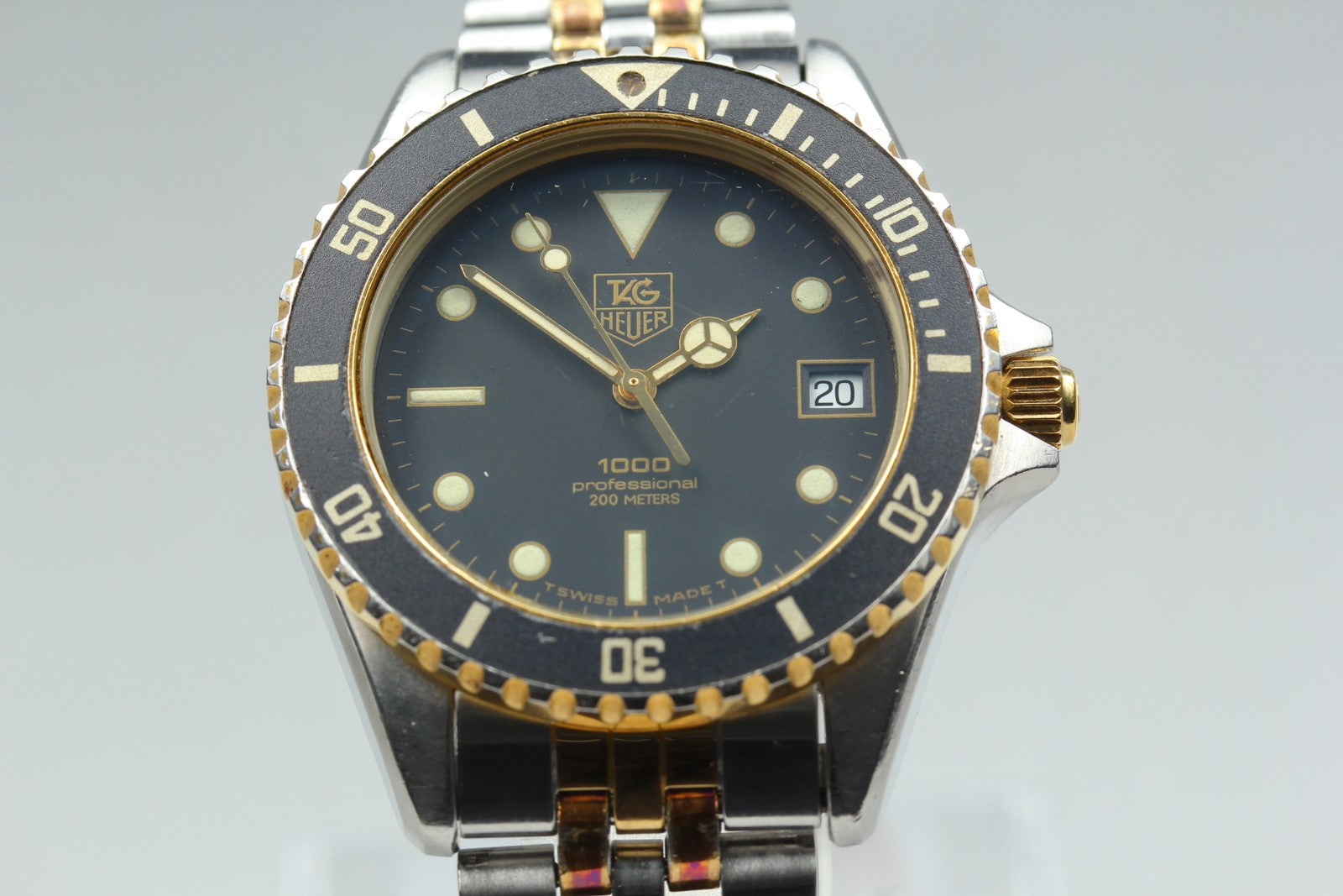 TAG Heuer 1000 PROFESSIONAL 980.020L Quartz Black Dial Men's Watch 37mm Exc+4