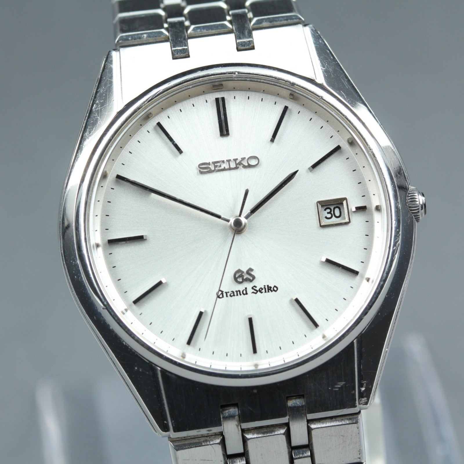 New Batt GRAND SEIKO 9587-8000 SBGS003 Silver Quartz Date Boy's Watch 36mm JAPAN