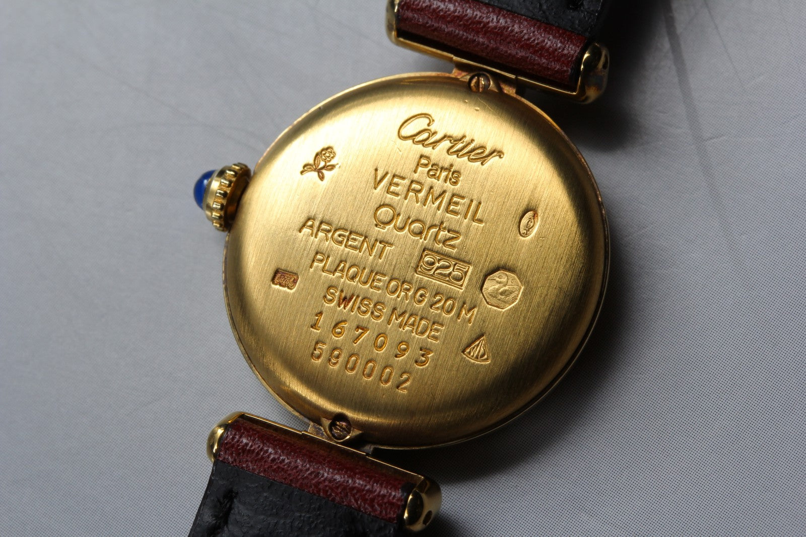 Vintage [Near MINT-] Cartier Must Colisee Vermeil 590002 Red Women's Qz Watch