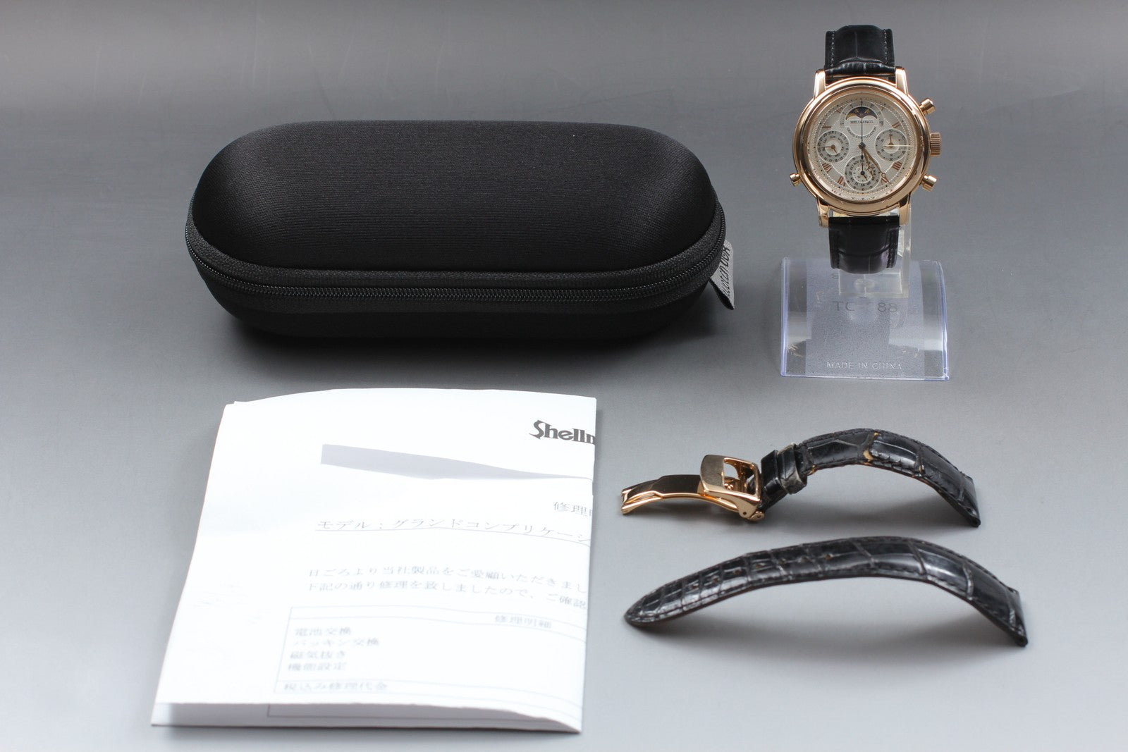 [Exc+5] SHELLMAN Grand Complication Premium 6771-T011179 TA Qz Watch From JAPAN
