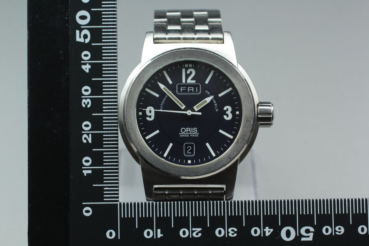 Vintage ORIS Big Crown 7500 Automatic Black Day/Date Boys Watch 40mm JAPAN