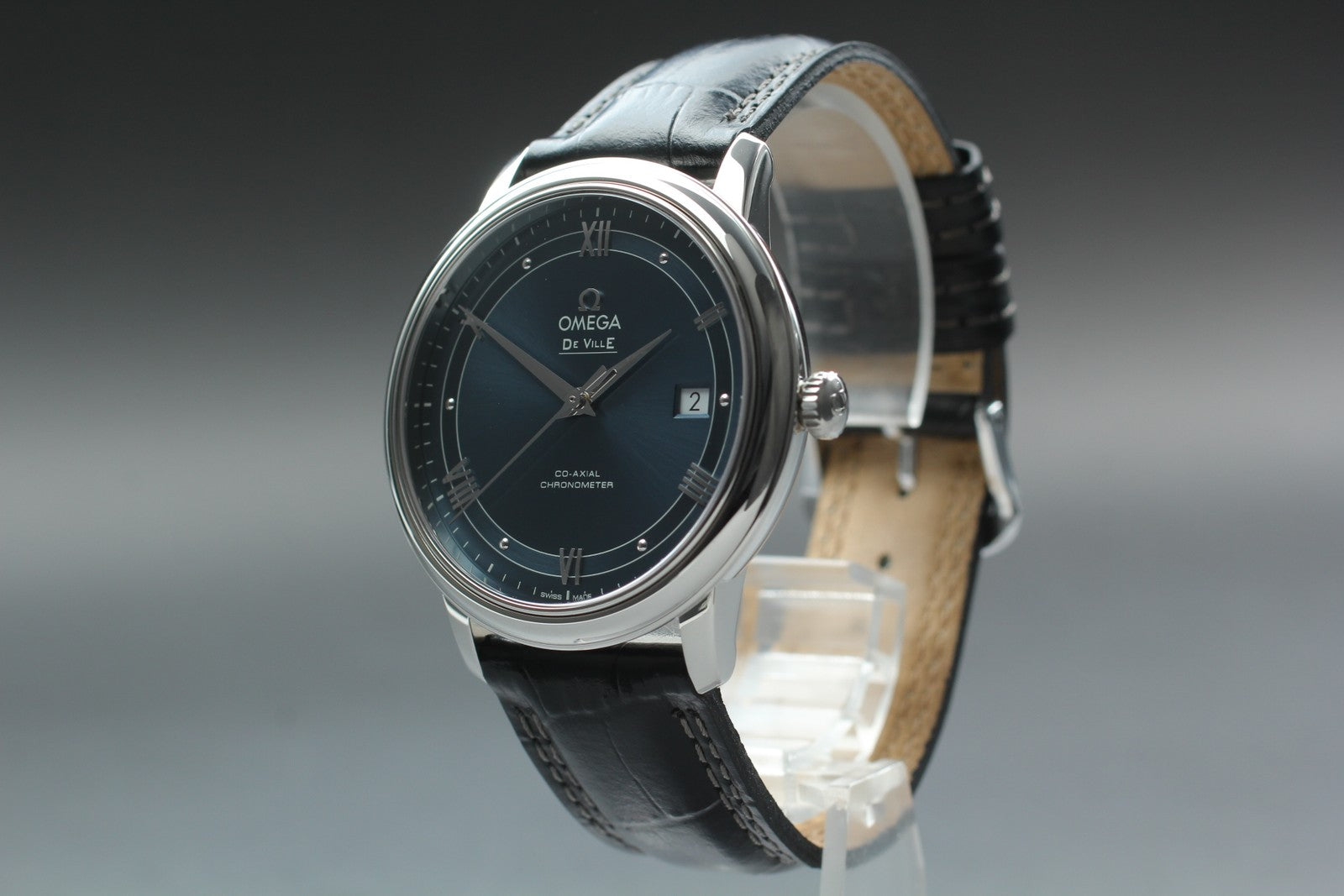 N MINT Box Omega De Ville Prestige 424.13.40.20.03.002 Co-Axial Blue Men's Watch