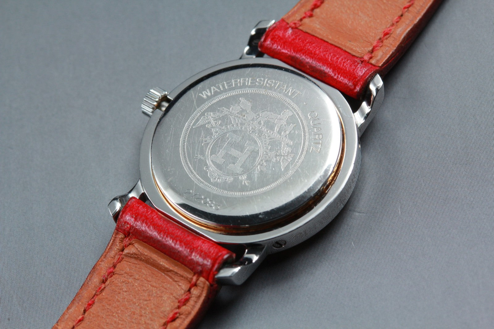 Vintage [Exc+5] HERMES Clipper White Dial Red 24mm Woman's Quartz Watch JAPAN