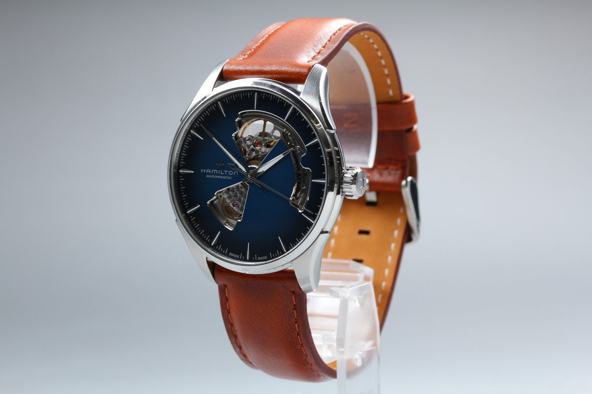 HAMILTON Jazzmaster Open Heart H326750 Blue Brown 39mm AT Men's Watch [Box]