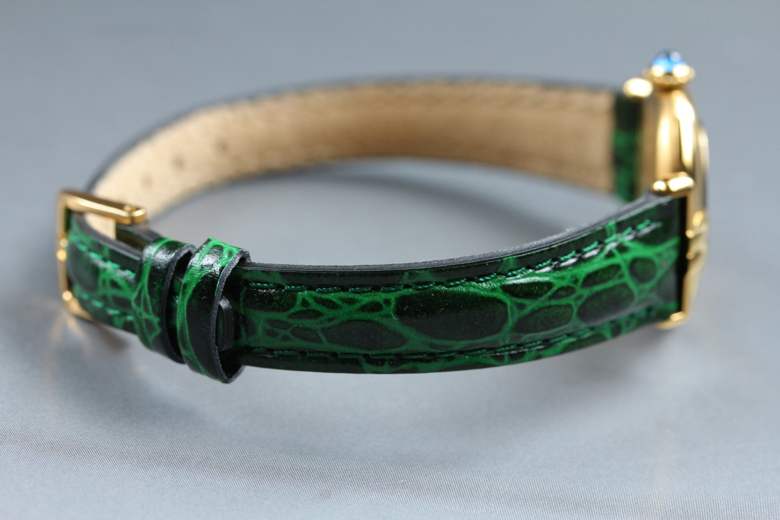 Vintage [w/Box] Cartier Must Colisee Vermeil 590002 Green Women's Quartz Watch