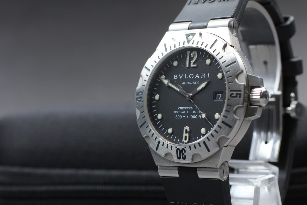 BVLGARI Diagono Scuba SD40S Date black Dial Automatic Men's Watch JAPAN
