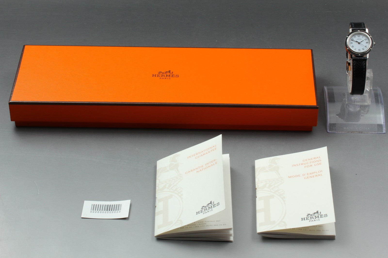 [Exc+5 Box] Hermes Clipper CL4.210 24mm "F" Silver Black Woman's Quartz Watch