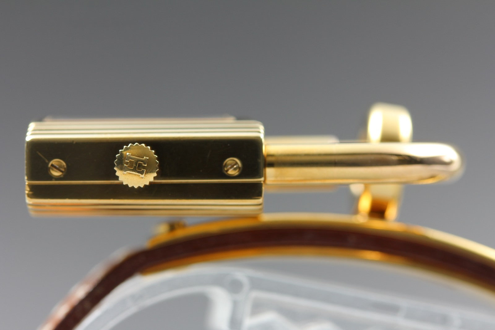 Vintage [Box] HERMES Kelly Watch Gold Brown Leather "U" Woman's Quartz Watch