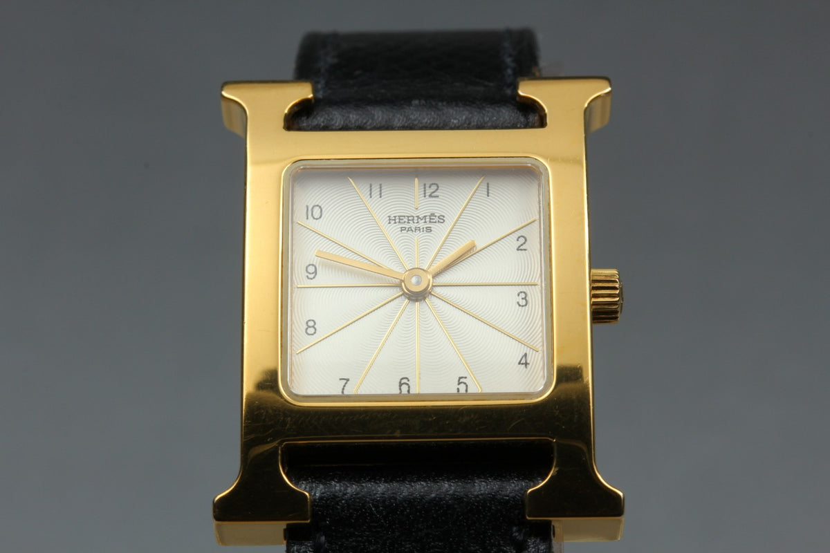 HERMES H Watch HH1.201 Gold Black "A" 21mm Woman's Watch Quartz [Box]