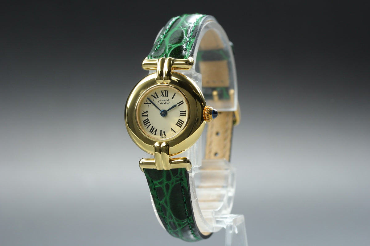 Cartier Must Colisee Vermeil 590002 Green Gold Women's Qz Watch Vintage [Box]