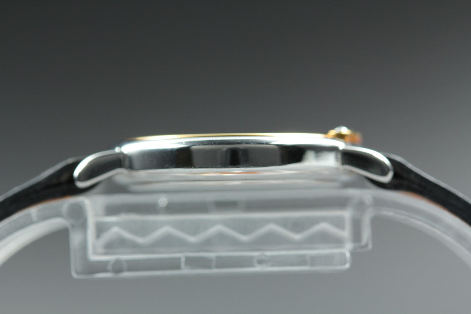 Vintage HERMES Meteor White Dial Gray "P" 24mm Woman's Watch Quartz  [w /Box]