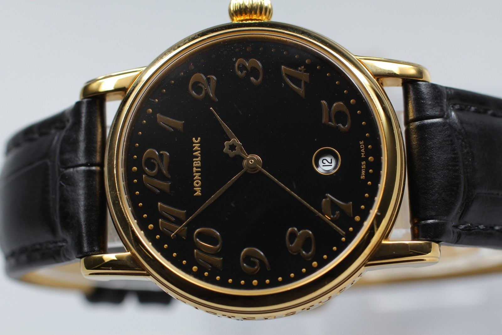 [Exc+5] Montblanc Meisterstuck 7005 Black Dial Gold Unisex Quartz Watch JP