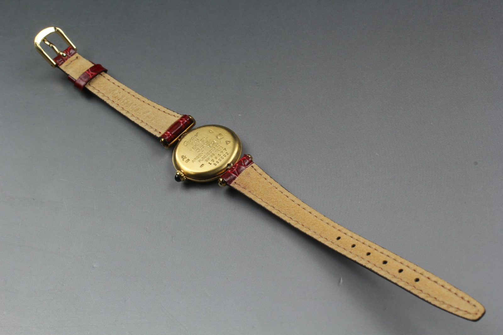 Vintage[Near MINT- Box] Cartier Must Colisee Vermeil 590002 Red Women's Qz Watch