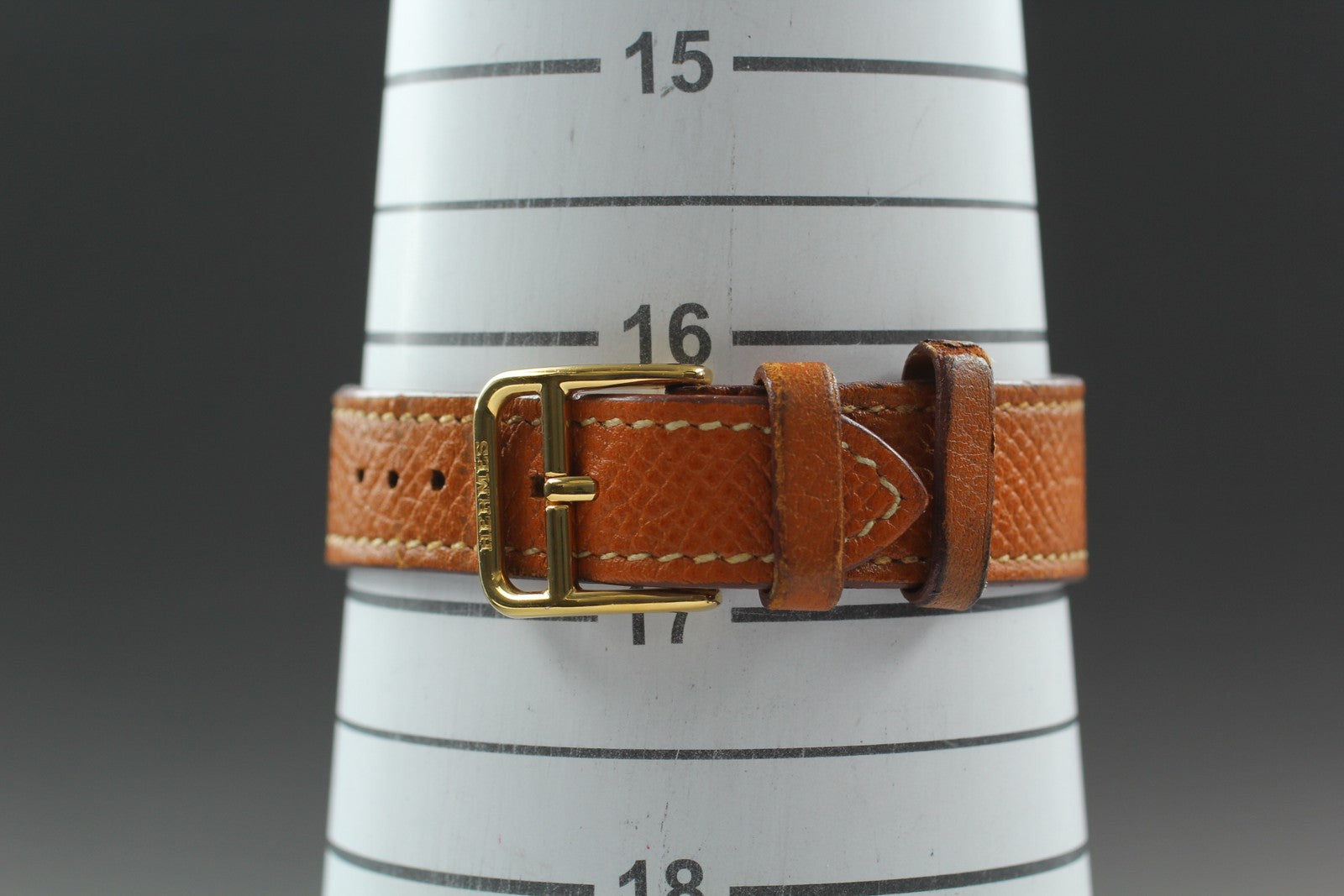 [Exc+4 Box] HERMES H Watch HH1.201 Gold Brown  "L" Woman's Watch Quartz JAPAN