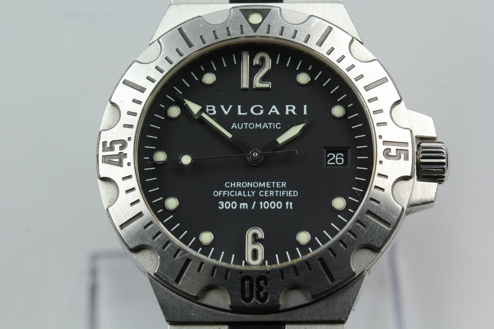 Exc+5*Box BVLGARI Diagono Scuba SD40S Date black Dial Automatic Men's Watch JP