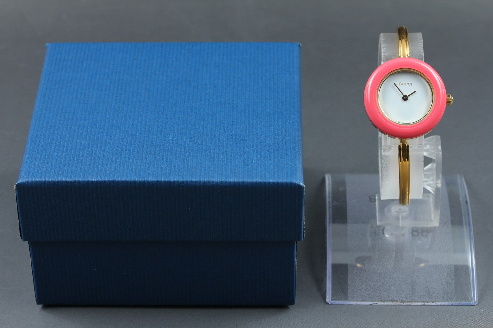Vintage [S Size] Gucci Change Bezel 11/12.2 Pink Bezel Gold Women's Qz Watch