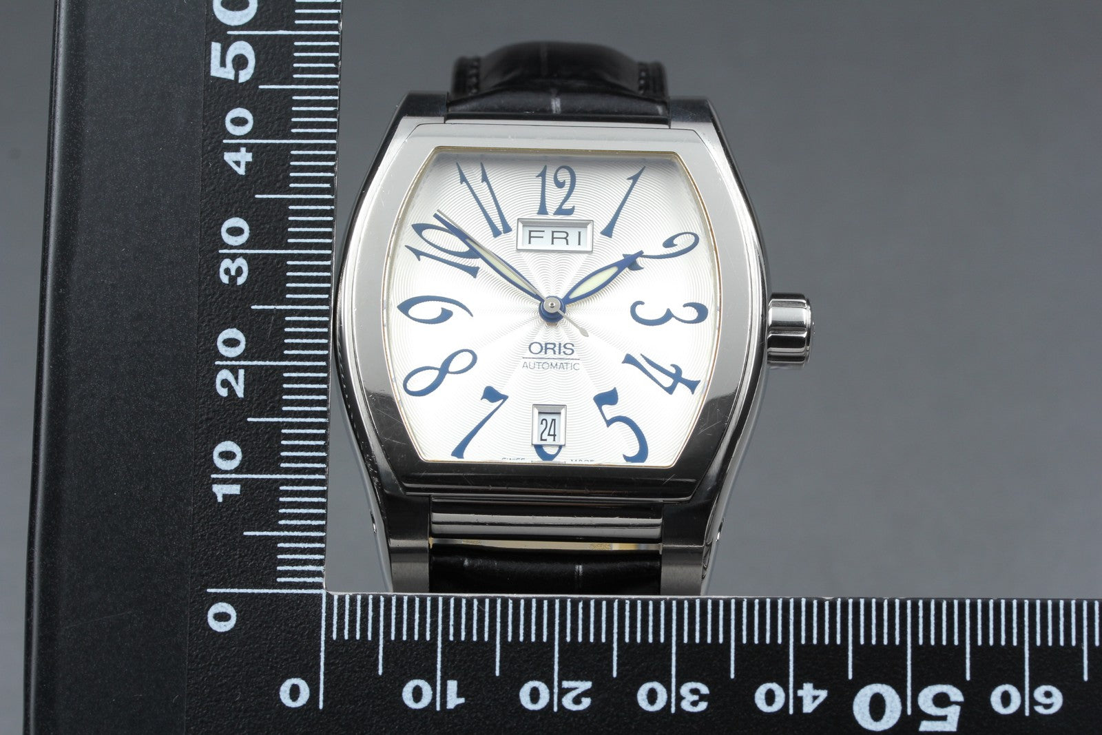 ORIS Miles Day Date 7539 Silver Black 37mm Automatic Men's Watch Japan