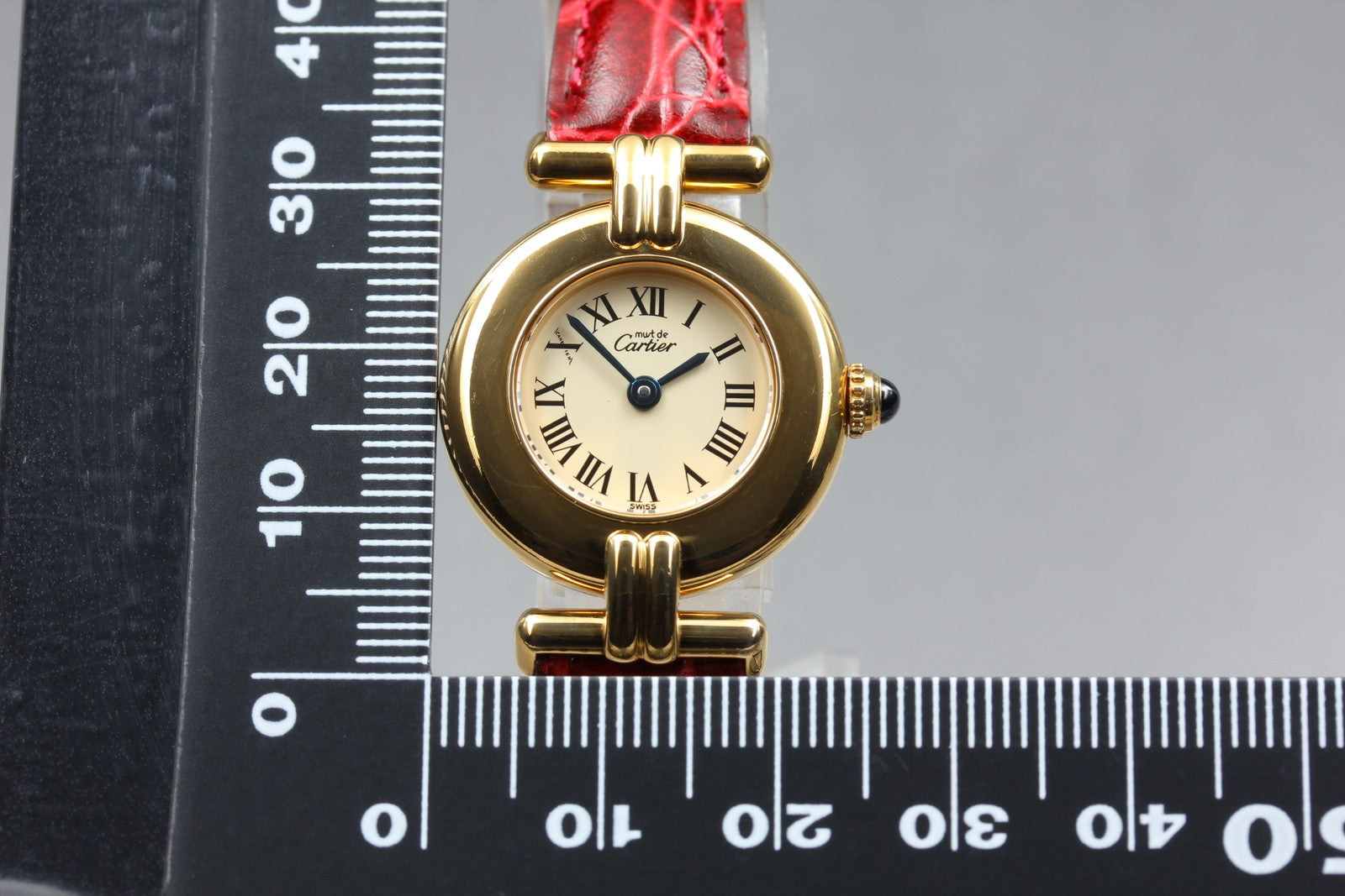 Vintage[Near MINT- Box] Cartier Must Colisee Vermeil 590002 Red Women's Qz Watch