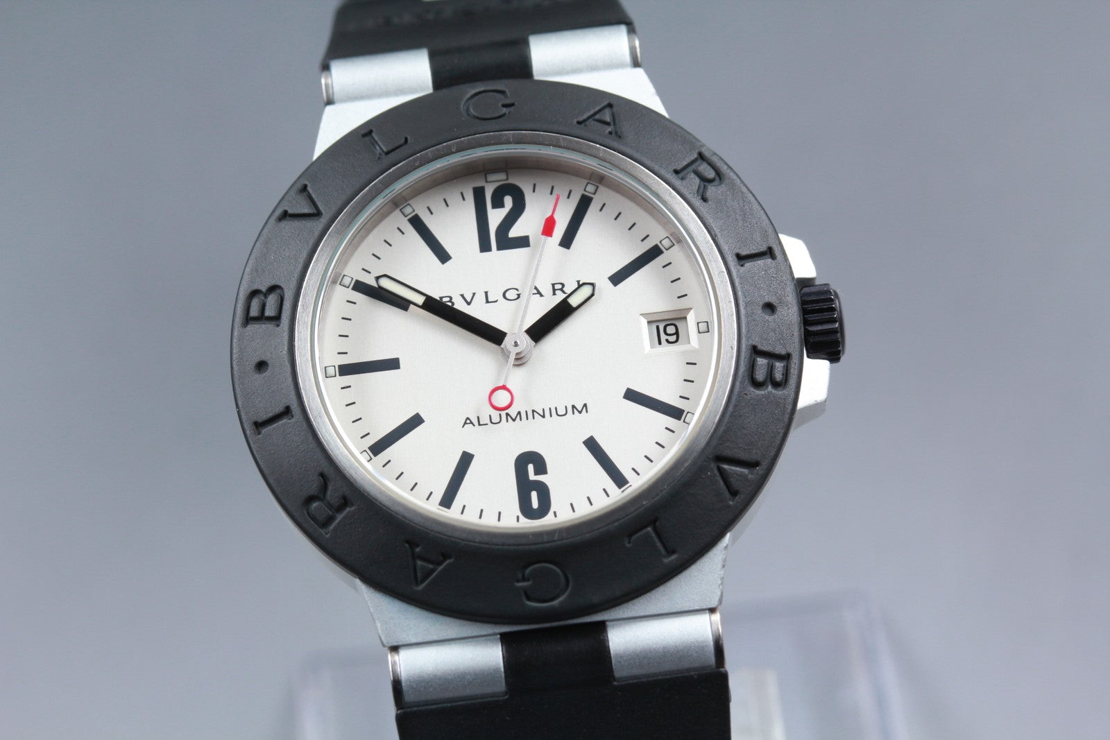 OH[Exc+5]Box BVLGARI Aluminum AL38TA Silver Men's Automatic Watch 38mm JAPAN