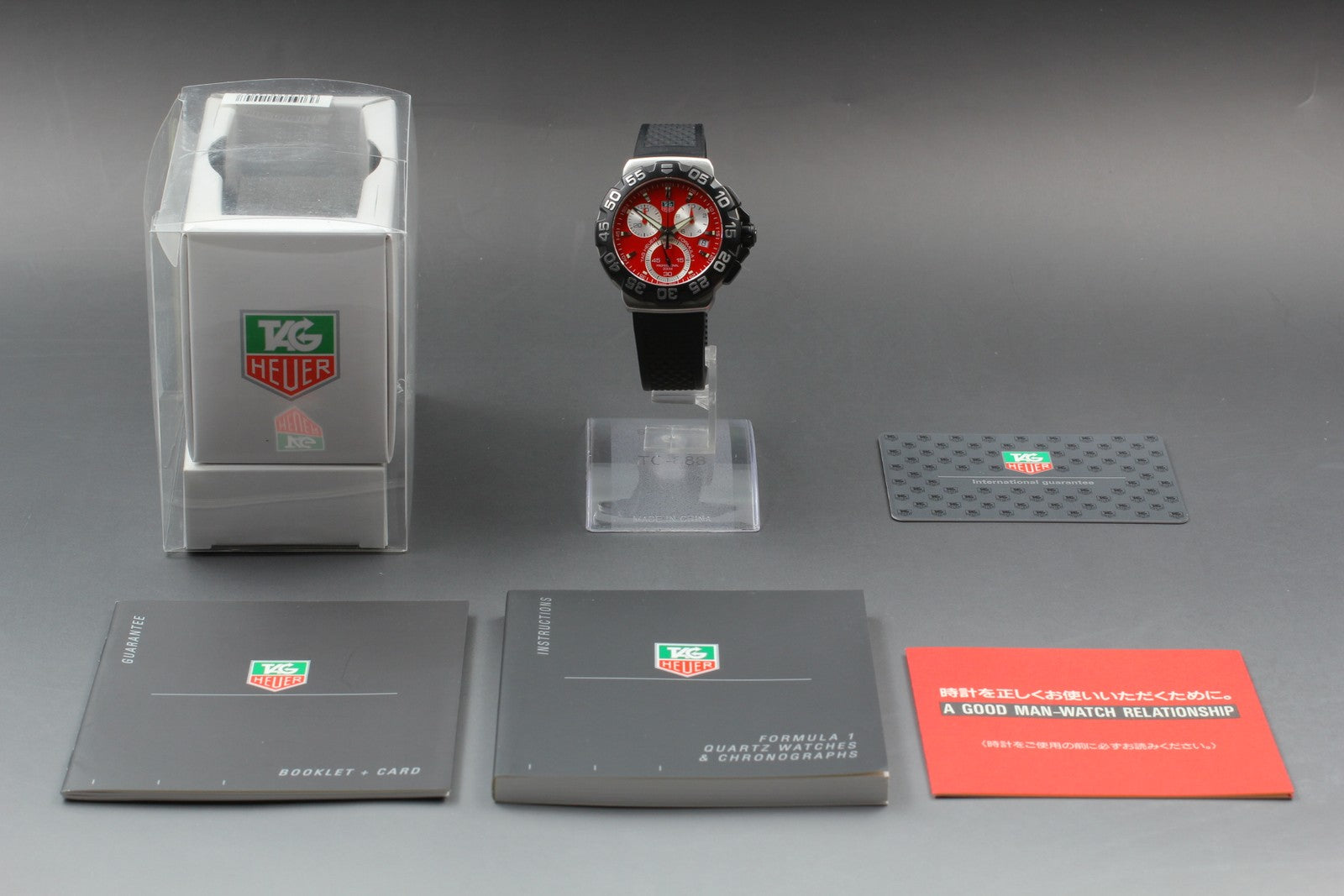 Used* TAG Heuer Formula 1 CAH1112 Red Chronograph Quartz Men's Watch 42mm JAPAN