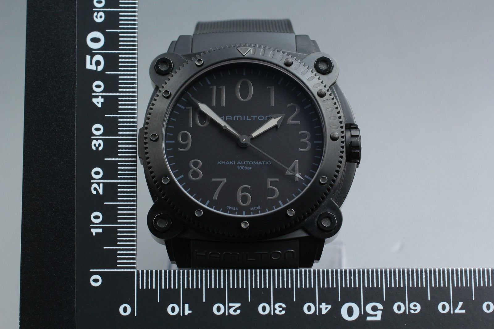 Hamilton Khaki Navy Belowzero H785050 Black Automatic Men's Watch 46mm JAPAN Box